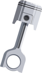 Illustration of a silver piston, an essential part of an engine, responsible for converting energy