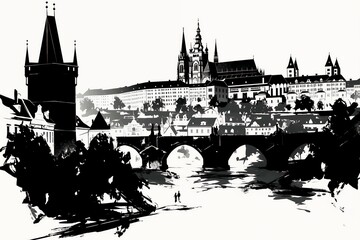 Obraz premium Prague cityscape, city skyline
