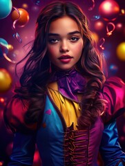 Fototapeta premium A Surreal Depiction of a Girl s Unraveling Mind Amidst Ethereal Orbs and Dreamlike Swirls