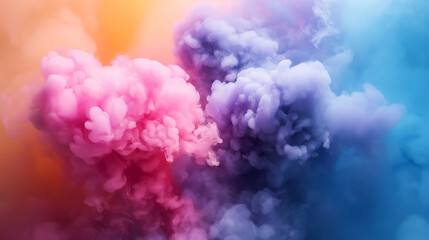 Fototapeta premium Colorful clouds of pink purple and orange swirling together in a vibrant abstract composition