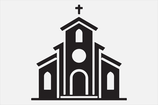 black church icon with cross clip art preview