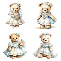 Vintage watercolour bears set.