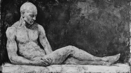 Meditative Figure Immersed in Flowing Linework and Dramatic Chiaroscuro