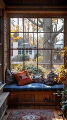 Obraz premium Cozy Window Seat with Autumn View