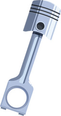 Illustration of a shiny metal piston engine part converting energy from expanding gas into linear motion
