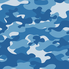 blue marine camouflage pattern, repeat texture, stylish seamless background