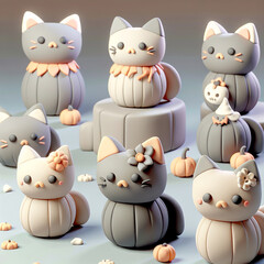 cat with Halloween decorations,created with Generative AI technology