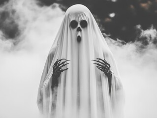 Surreal Ghostly Venomous Specter with Skeletal Fingers and Ominous Dark Mist