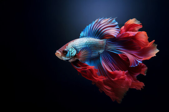 M&auml;nnlicher Kampffisch in den Farben blau rot 