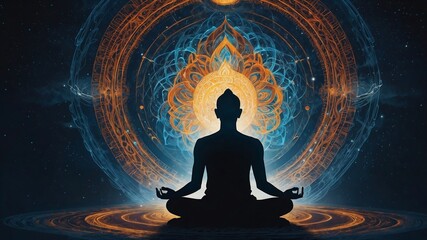 silhouette of a person in yoga position