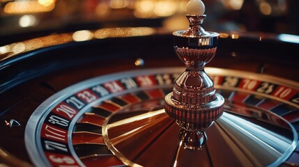 Aesthetic close-up of a roulette ball about to land, capturing the suspense and excitement in gambling.