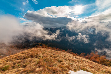 Trekking in a cloudly autumn day in the Dolomiti Friulane, Friuli-Venezia Giulia
