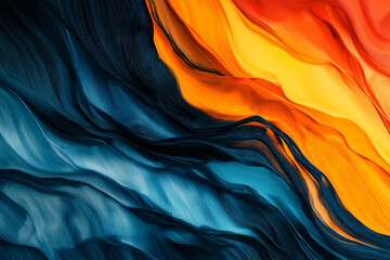 Obraz premium orange yellow blue abstract poster background vibrant color wave dark texture.generative AI