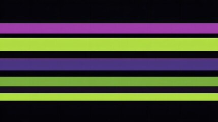 A flat background of horizontal neon green, purple, and black stripes