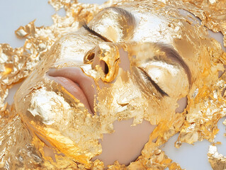 Gold Facial Mask Luxury Skin Care Anti Aging Treatment Beauty Spa Golden Leaf Face Mask