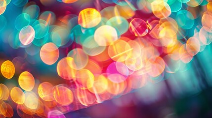A whimsical design featuring a mix of soft blurred lines and bold pops of color capturing the excitement and mystery of a carnival at twilight
