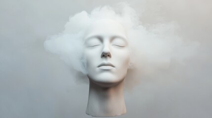 White Mannequin Head in Smoke.