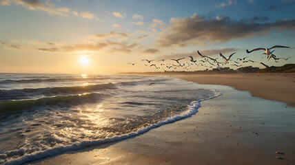 sunset over the beach