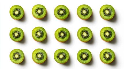 Fototapeta premium Green Kiwi Slices Pattern.