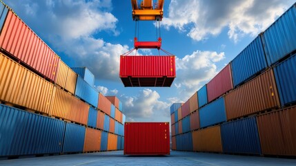 Cargo Container Shipping Logistics Crane Lifting Shipping Container