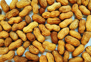 Dried peanuts pods as background
