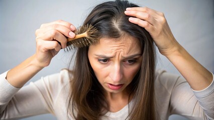 Fototapeta premium Woman Suffering From Hairloss 