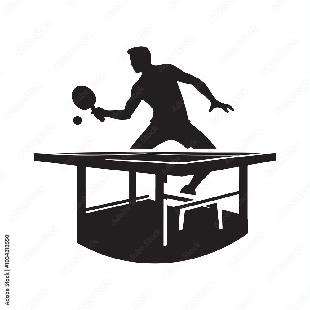 Wall mural table tennis silhouette on white background