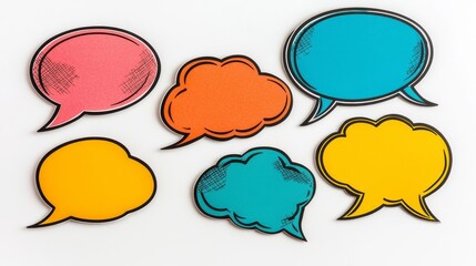 Colorful Speech Bubbles on White Background.