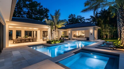 Fototapeta premium Superb backyard on night background. 