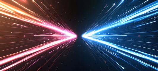 Naklejka premium Abstract Light Trails Glowing Lines Neon Colors Speed Movement Dynamic Futuristic Energy