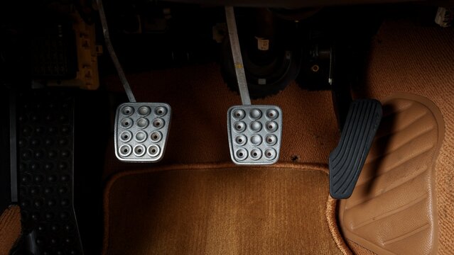 Fototapeta Pedals inside of a car