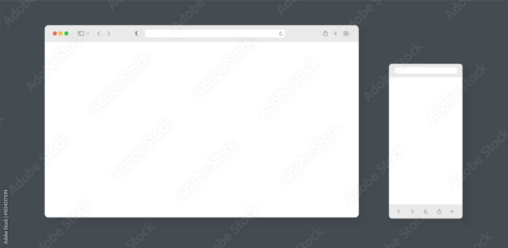 Aufkleber Web browser, internet browser search engine. Search bar for ui ux design and web site. Search address and navigation bar icon. Collection of search form templates for websites
