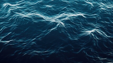 Abstract blue ocean wave texture with white lines and ripples.