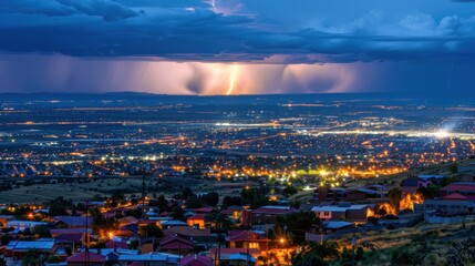 Fototapeta premium Lightning cuts through the abstract, stormy night. Thunder echoes, enhancing the dramatic weather.