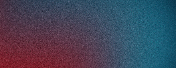 Abstract grainy gradient background, dark noisy texture poster black backdrop red blue color wave banner design, copy space