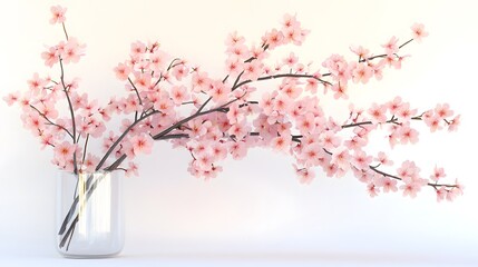 Fototapeta premium Delicate Pink Blossoms in a Vase - Minimalist Floral Arrangement