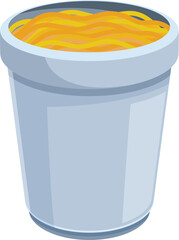 Simple gray plastic cup containing cooked noodles, perfect for depicting takeaway food or a quick meal