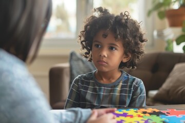 Autistic Child Engaged in Therapy Session