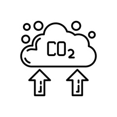Increase Co 2 Outline Icon, Vector illustration