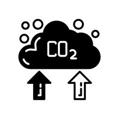 Increase Co 2 Glyph Icon, Vector illustration