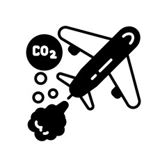 Aircraft Emissions Glyph Icon, Vector illustration