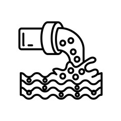 Sewage Overflows Outline Icon, Vector illustration