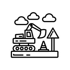 Road Construction Outline Icon, Vector illustration