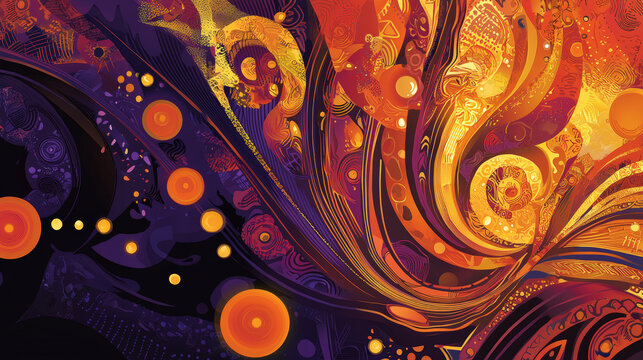A captivating Afrofuturism-inspired abstract background, merging swirling cosmic patterns with African textile motifs. Generative AI