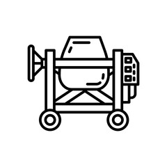 Concrete Mixing Outline Icon, Vector illustration