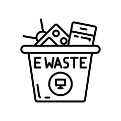 Electronic Waste Outline Icon, Vector illustration
