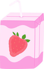 Illustration of Strawberry Juice Box