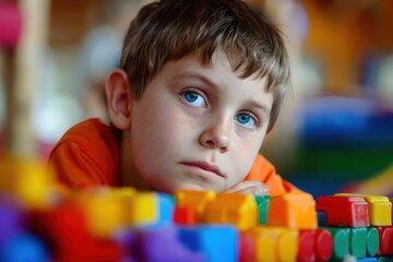 Fototapeta premium Autistic Child Engaged in Therapy Session