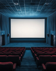 Obraz premium Exploring the enchantment of cinematic spaces a glimpse into a modern movie theater experience from an empty perspective