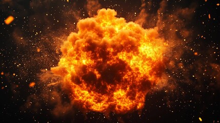 Naklejka premium VFX Style Explosion Elements for Dynamic Visual Effects, High-Quality Fire, Smoke, and Debris Simulation for Cinematic and Game Environments